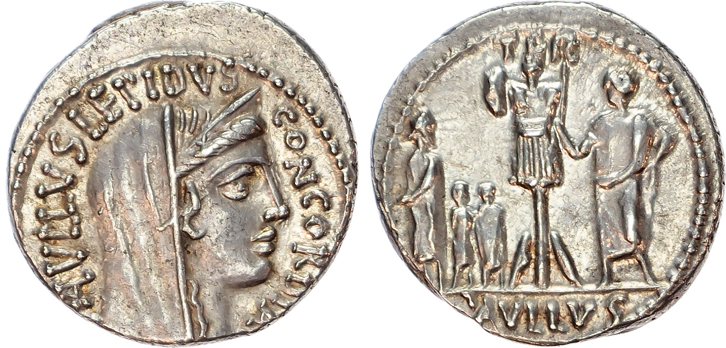 L. Aemilius Lepidus Paullus and L. Scribonius Libo (62 BC) AR Denarius, Rome, 4.04g. 