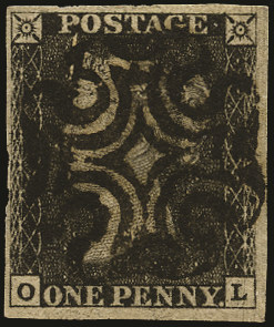 GB 1840  SG2var Pl.6 Penny Black (OL) Leeds special MC