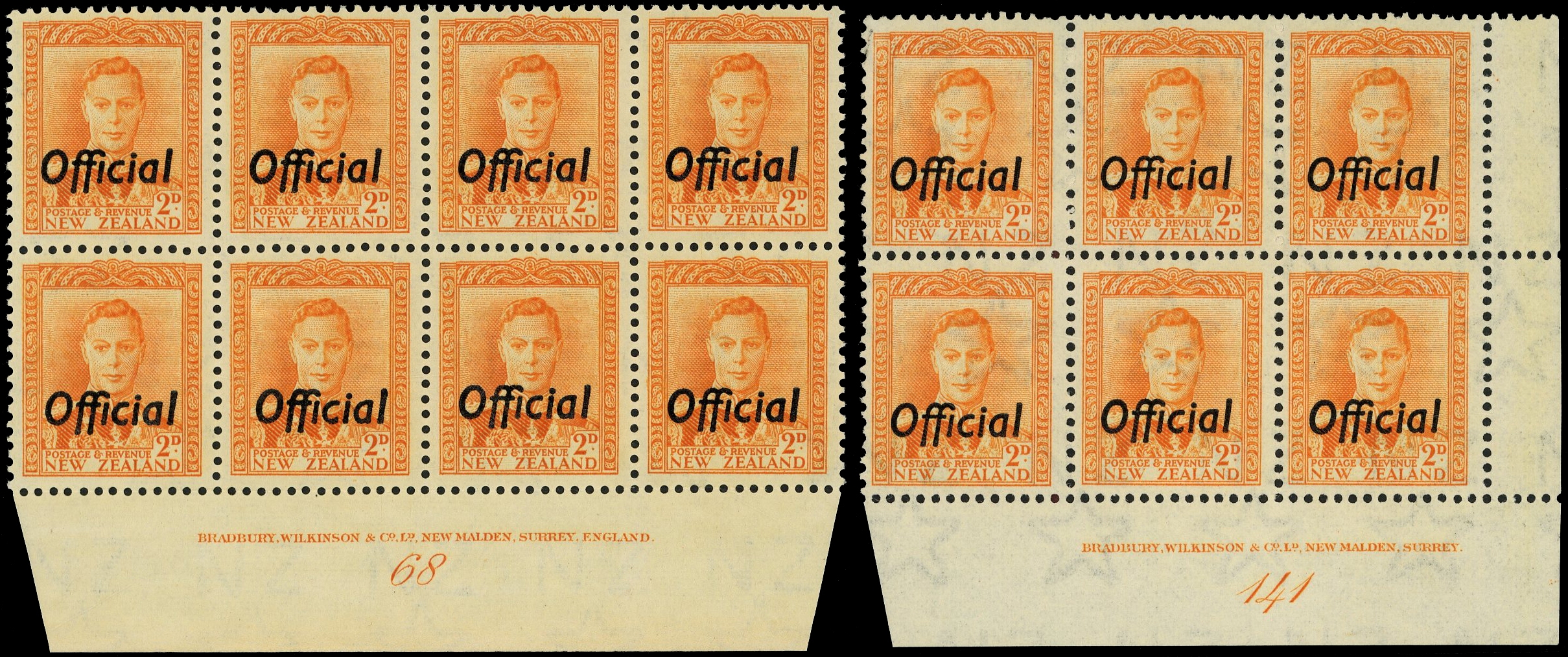 NZ SG O152 Plate blocks mint