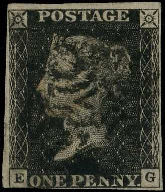 1840 1d black Plate 11 (EG) touching to...