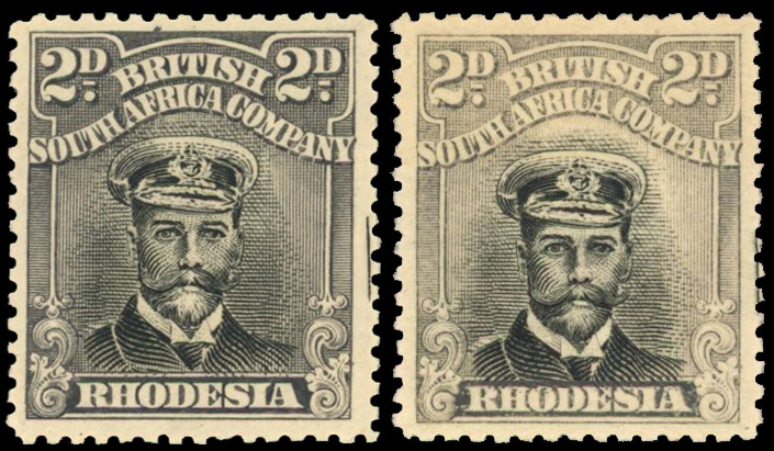 Rhodesia 2d SG 256, d printer's marks mint