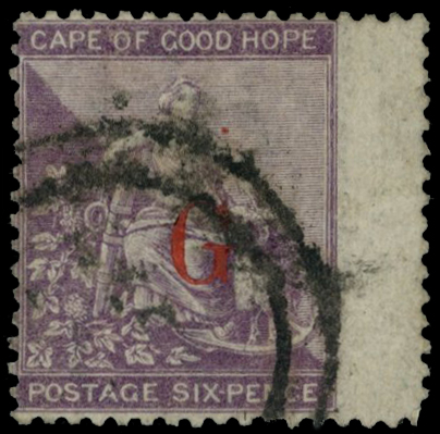1877 6d deep lilac 'G' overprint type 5 in...