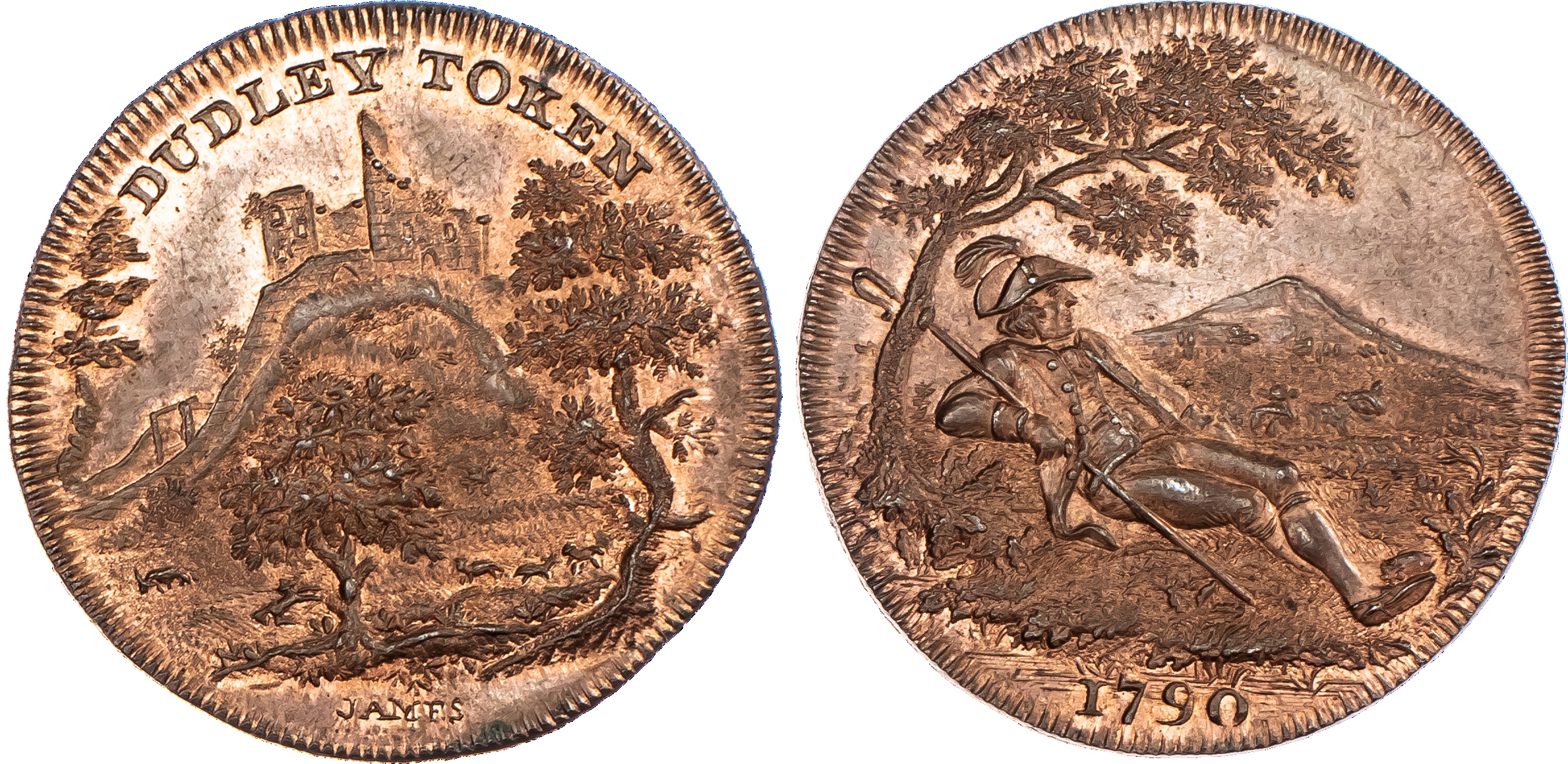 Dudley, Spence’s Halfpenny 1790, Distant view...