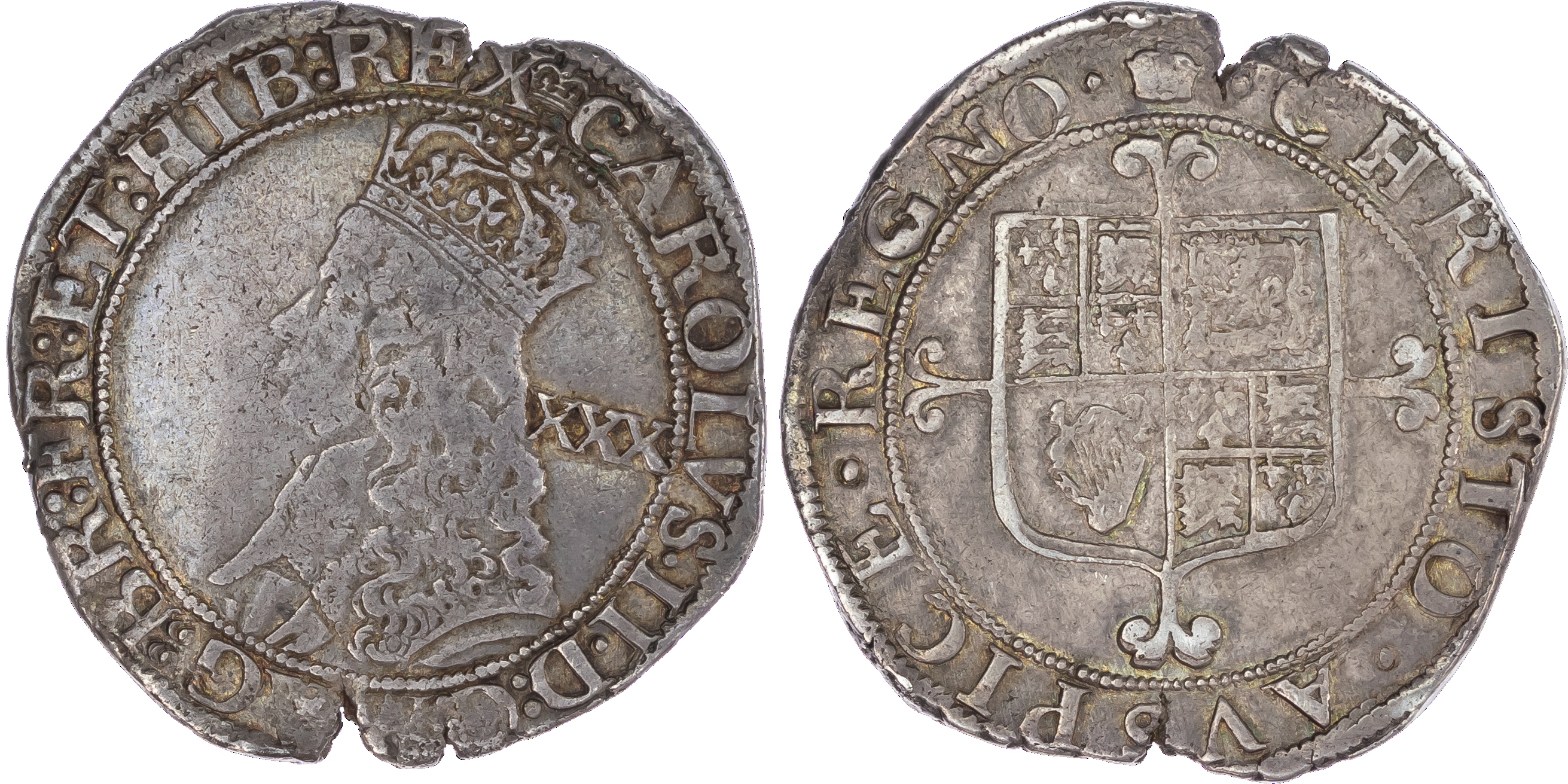 Charles II (1660-85), Halfcrown, third hammered issue (1660-62), crowned bust left, value XXX behind with inner linear
