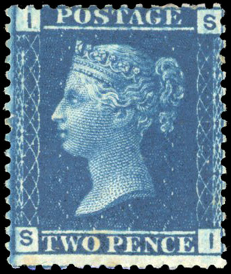 GB 1858-76 2d blue, Plate 12 (SI), SG 45