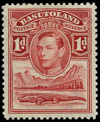 1938-54 1d scarlet with R2/4 tower flaw, o.g....