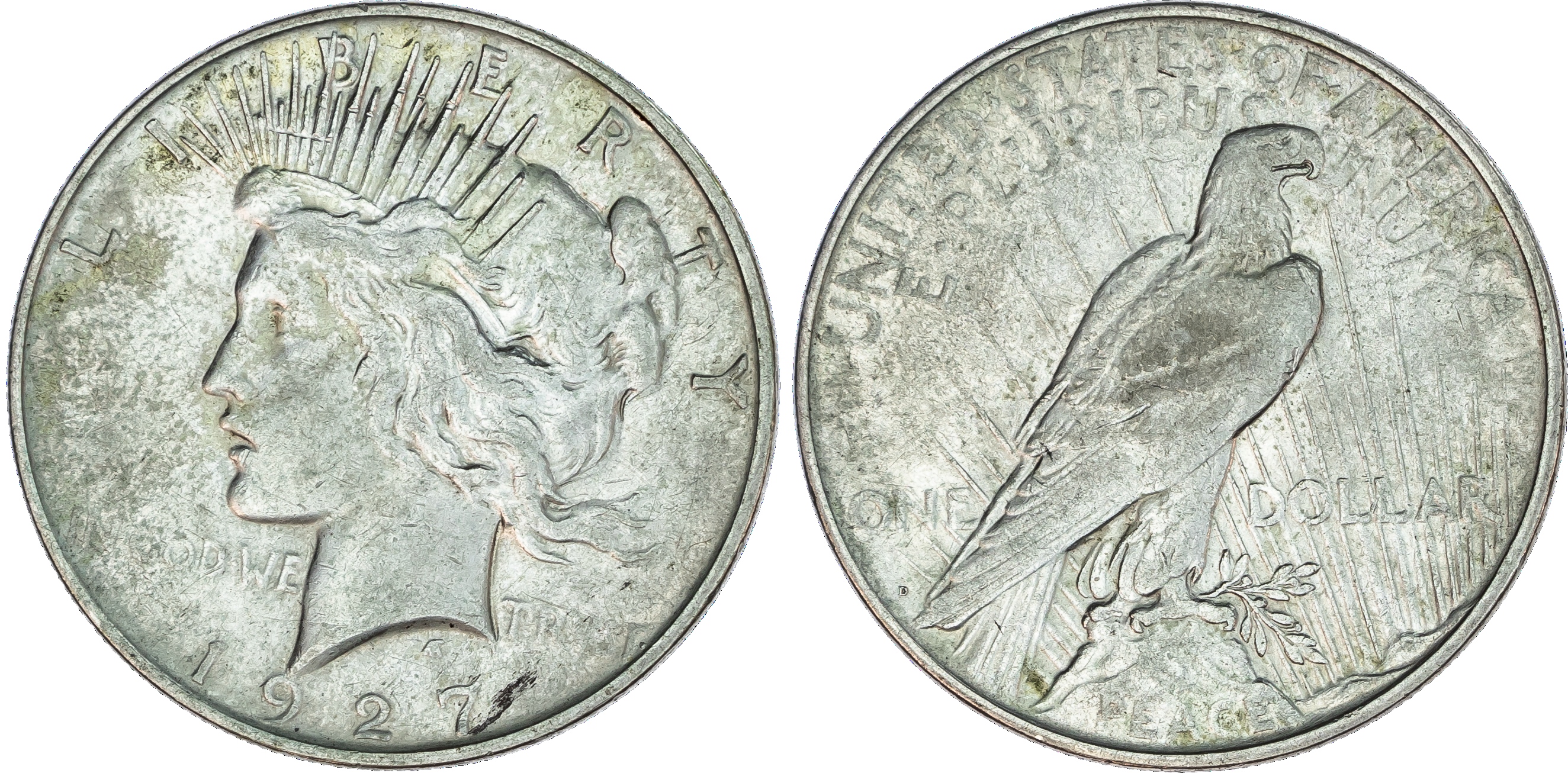 USA, silver Peace Dollar, 1927, Denver, 26.66g.