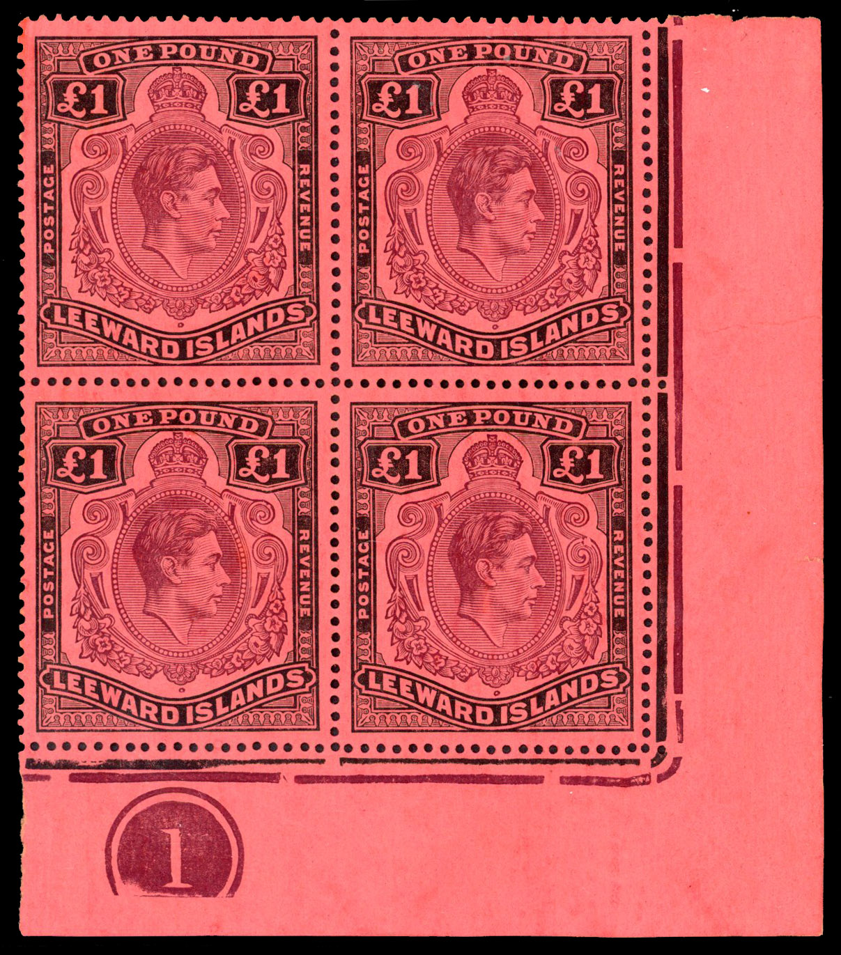 Leeward Islands SG 114ae Plate block mint