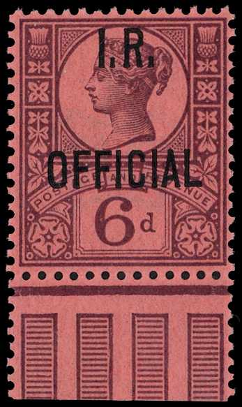 Officials; I.R. Official. 1901 6d purple...