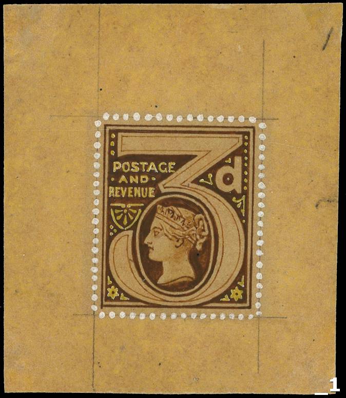 GB: 1884 3d “Jubilee” hand painted essay