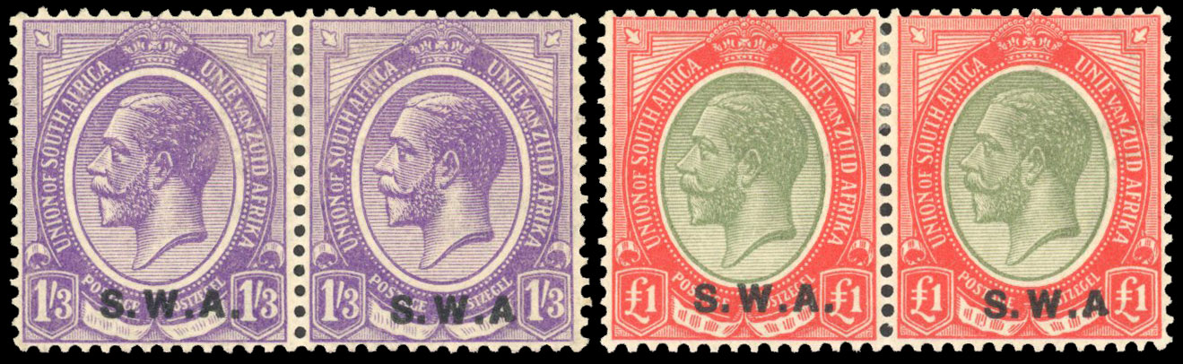 South West Africa 1927-30 1s3d, £1 variety No stop after A