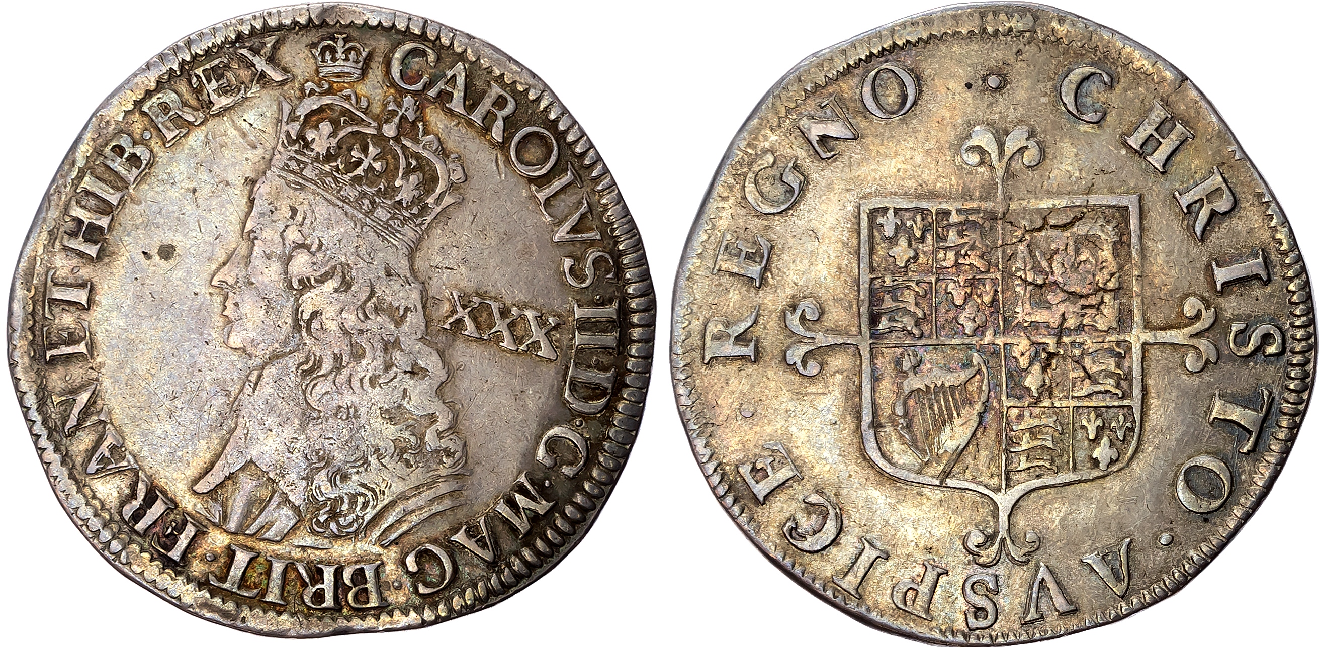 Charles II (1660-1685), AR Halfcrown, Second hammered issue. London mint; mm : crown - struck November 1660 to October 1…
