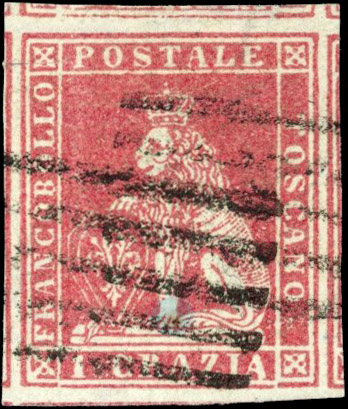 Italian States Tuscany 1851-52 1cr carmine used
