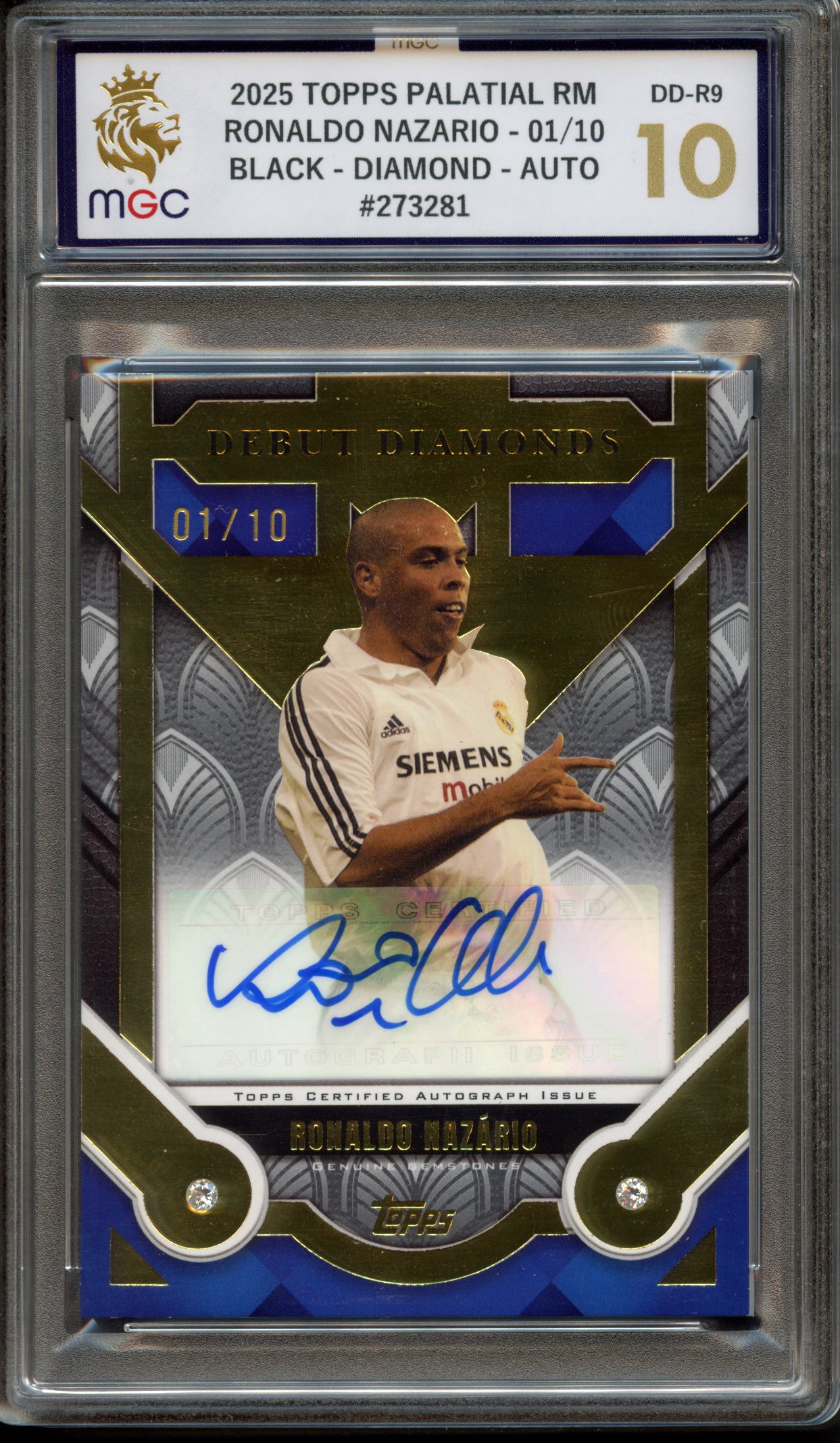 MGC 10 2025 Topps Palatial RM Ronaldo Nazario 01/10 Black Diamond Auto