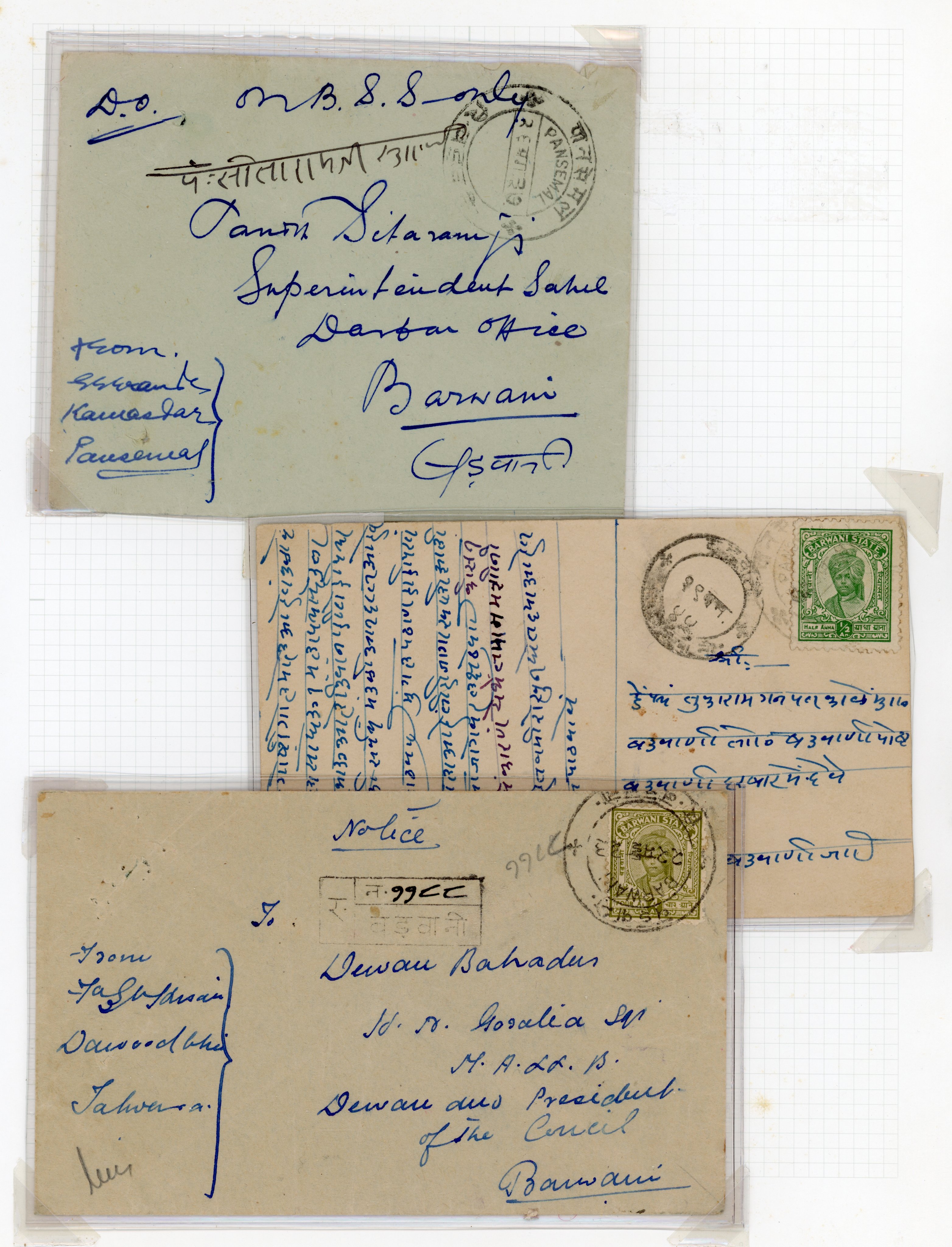 I.F.S. Barwani postal history collection on pages 