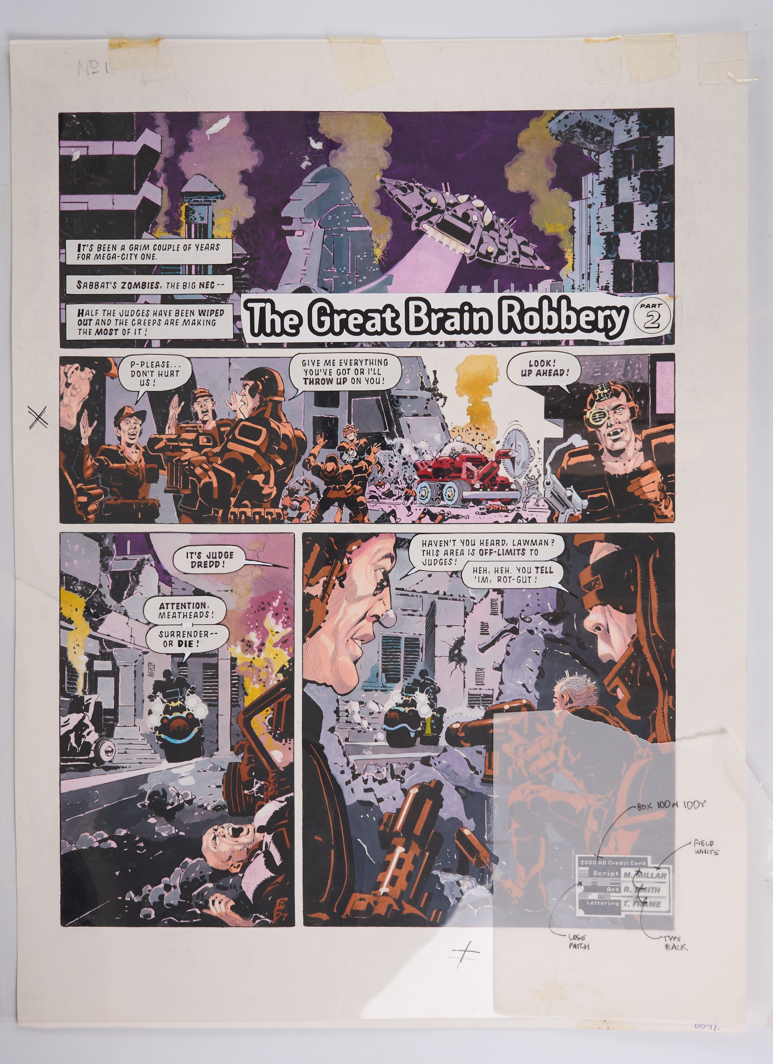 Mark Millar Ron Smith 2000 AD Prog #836 The Great Brain Robbery Colour Story Page (Fleetway, 1993)