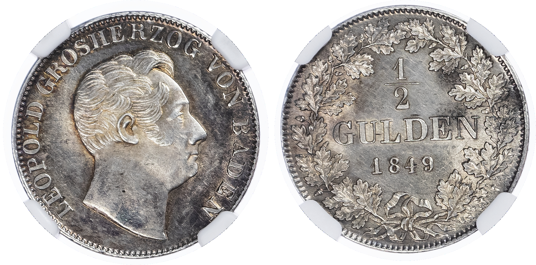 Germany, States, Baden. Leopold I AR 1/2 Gulden. 1849. 