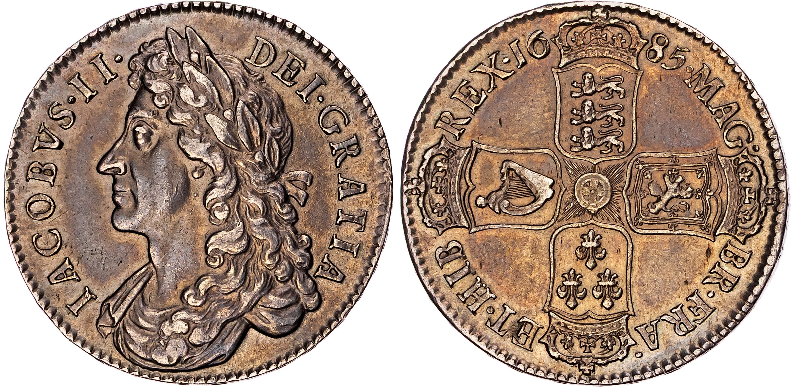 James II (1685-88), Halfcrown, 1685, Primo edge.