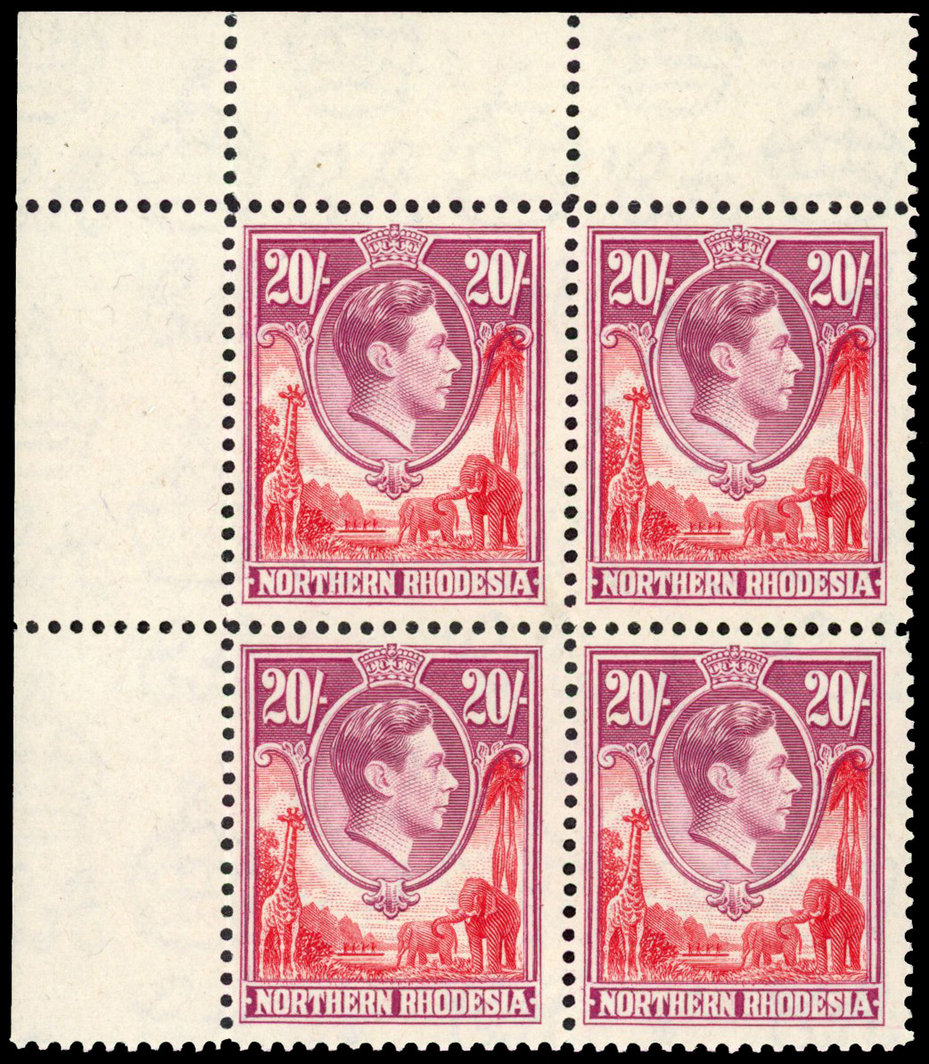 Northern Rhodesia SG 45 var block mint