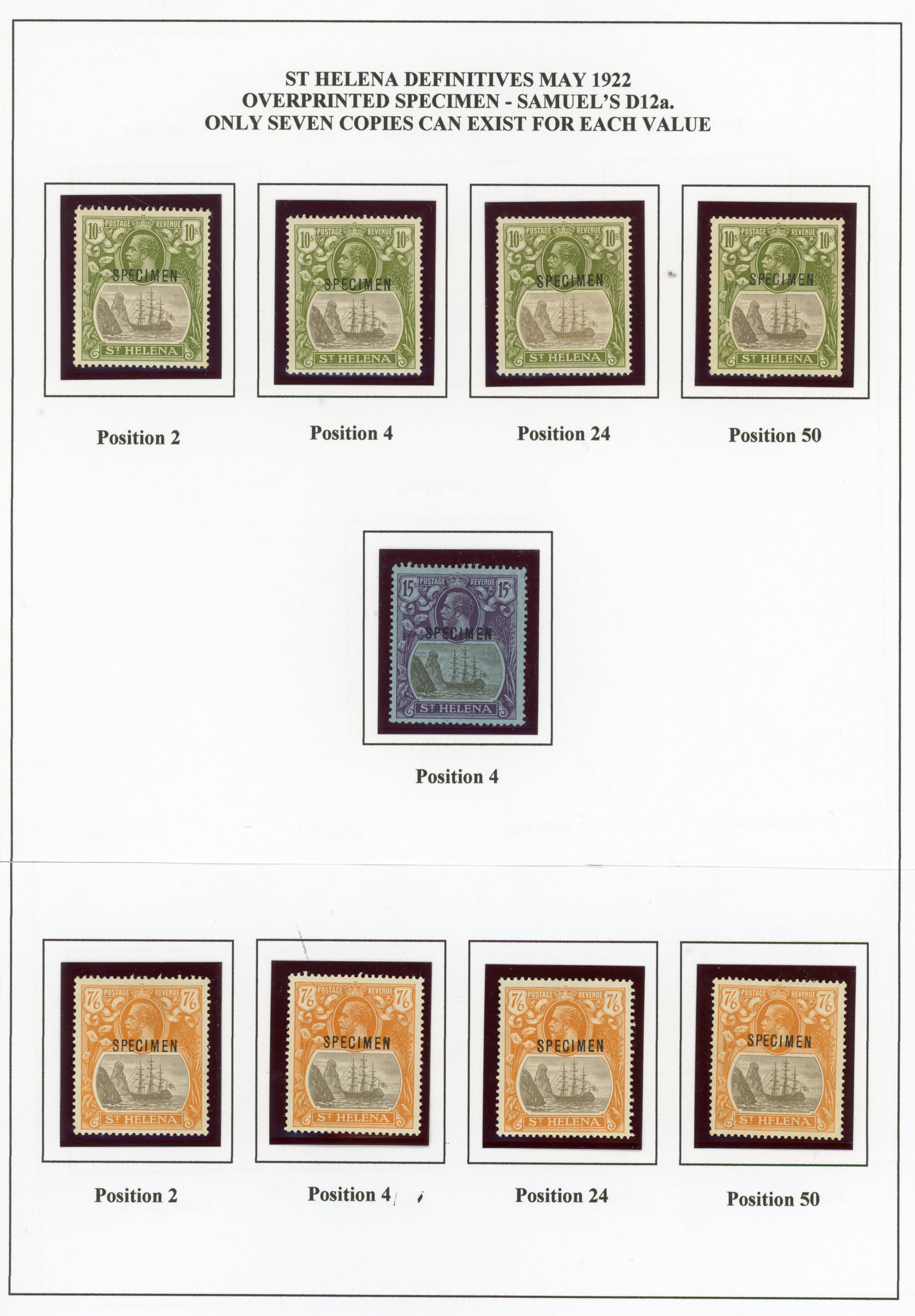 St Helena SG 97s-113s positioned Specimens