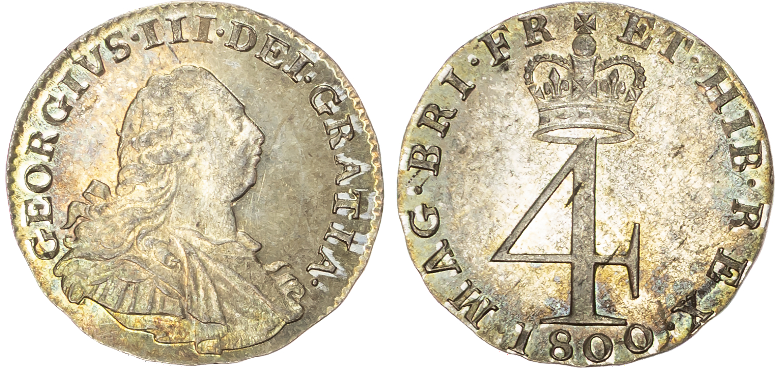 George III (1760-1820) Maundy Set, 1800, Fourpence, Threepence, Twopence and Penny. 