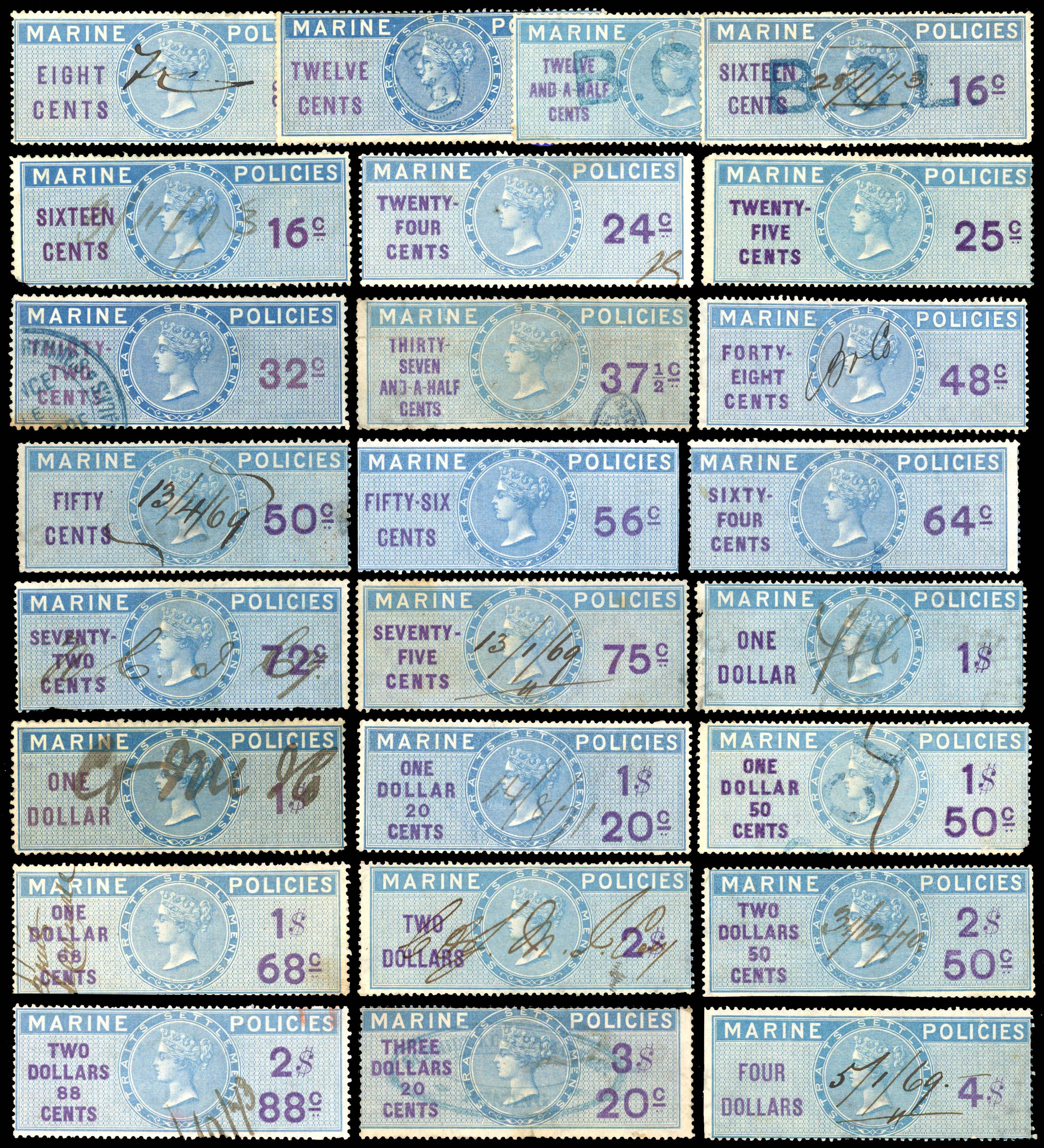 Malaya Straits Marine Policies part set used