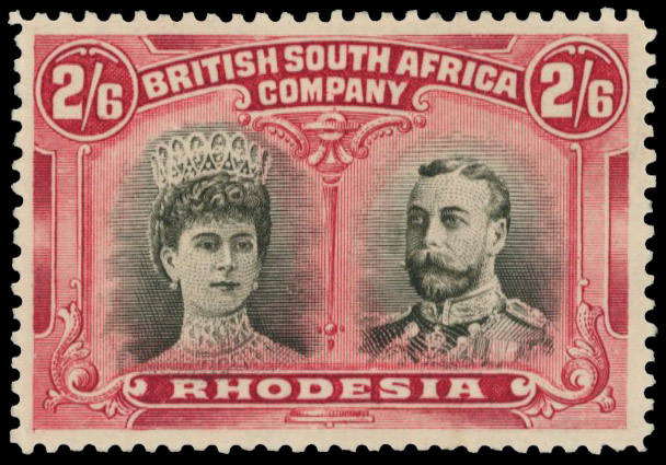 2s6d black and crimson SG 155a, position 25 lines by King's head mint