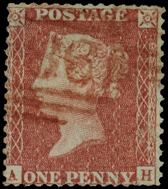 1855 1d Red-brown Pl.36. red Mere numeral