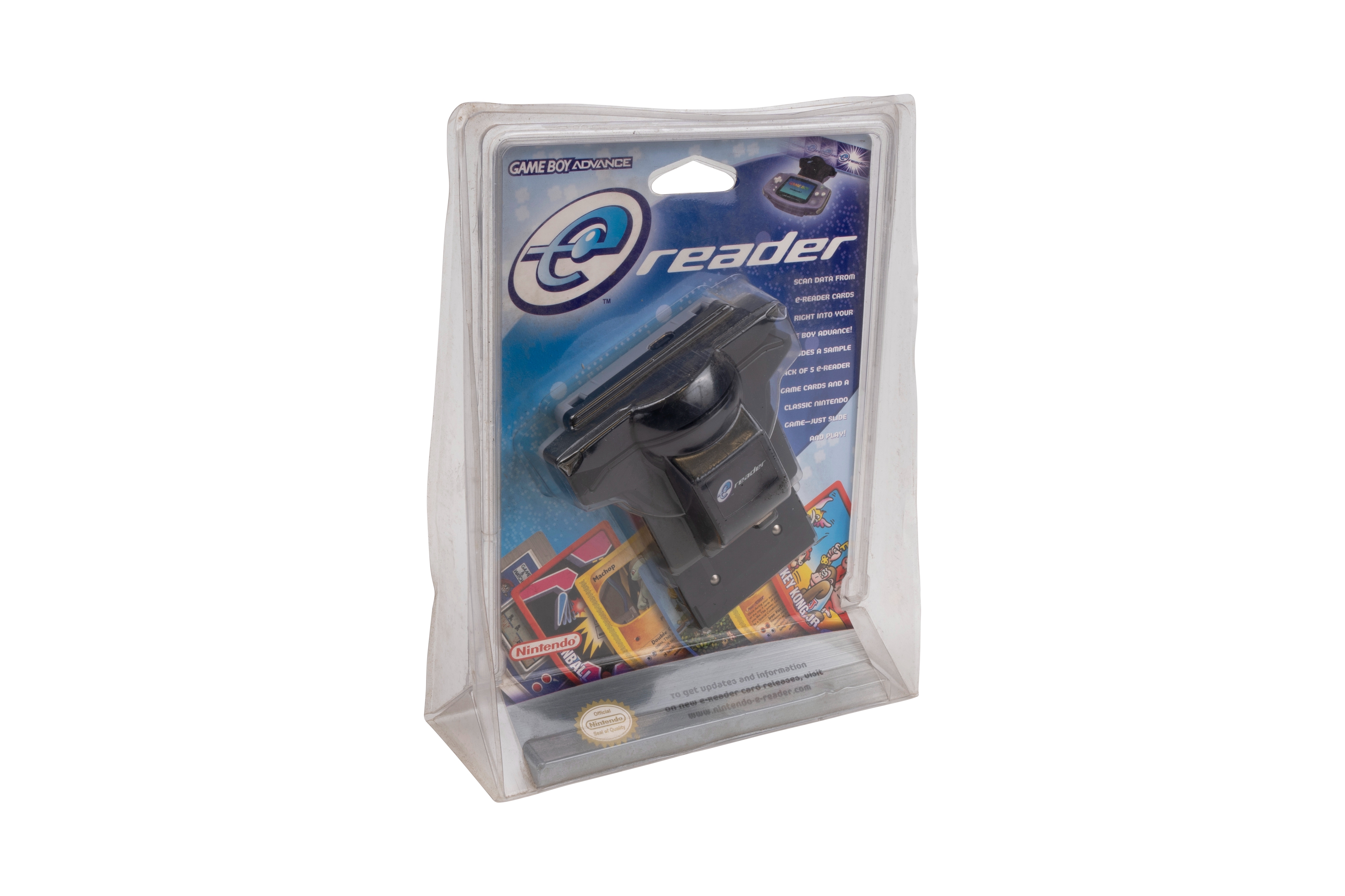 Nintendo - e-reader - Game Boy Advance - Sealed, plus Nintendo Golf-e, Clu Clu Land, and Donkey Kong 3-e Factory Sealed Blister Packs.