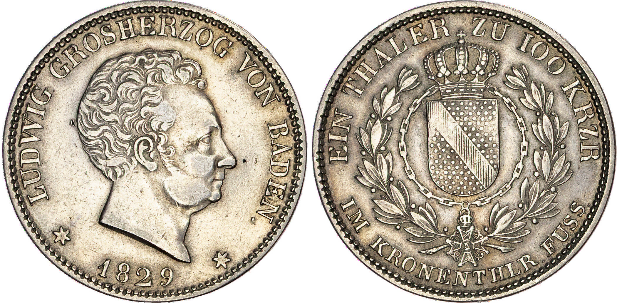 Germany, Baden, Ludwig I (1818-1830), silver Taler, 1829
