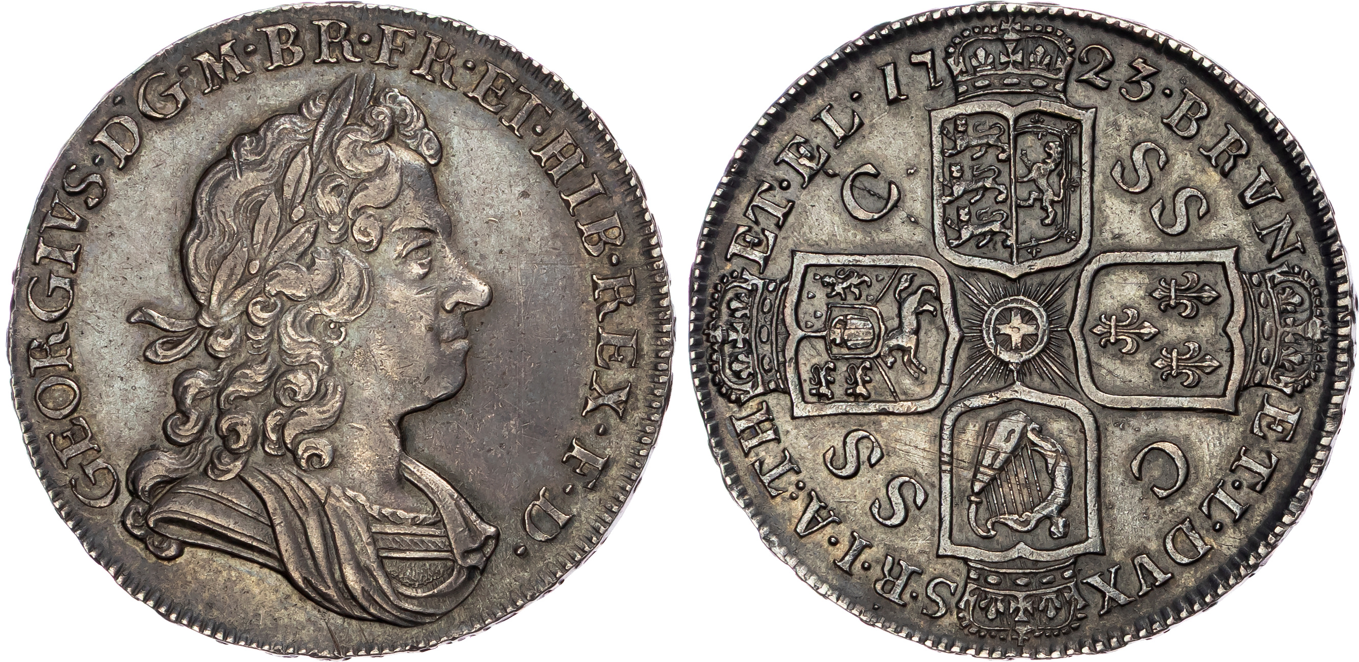 George I (1714-1727), AR Halfcrown, 1723 DECIMO, South Sea Company.