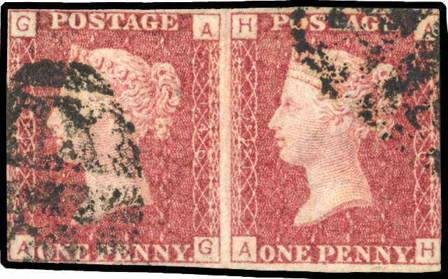 1878 1d Plate 146 (AG-AH). Imperforate horizontal pair of plate proof trials