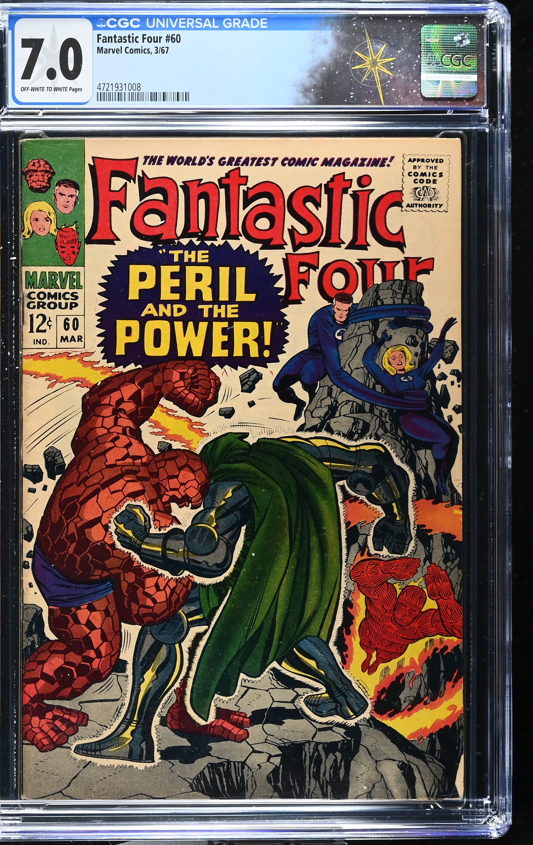 Fantastic Four #60 CGC 7.0 "The Peril and the Power!" (Marvel Comics, 1967) Off-White to White Pages