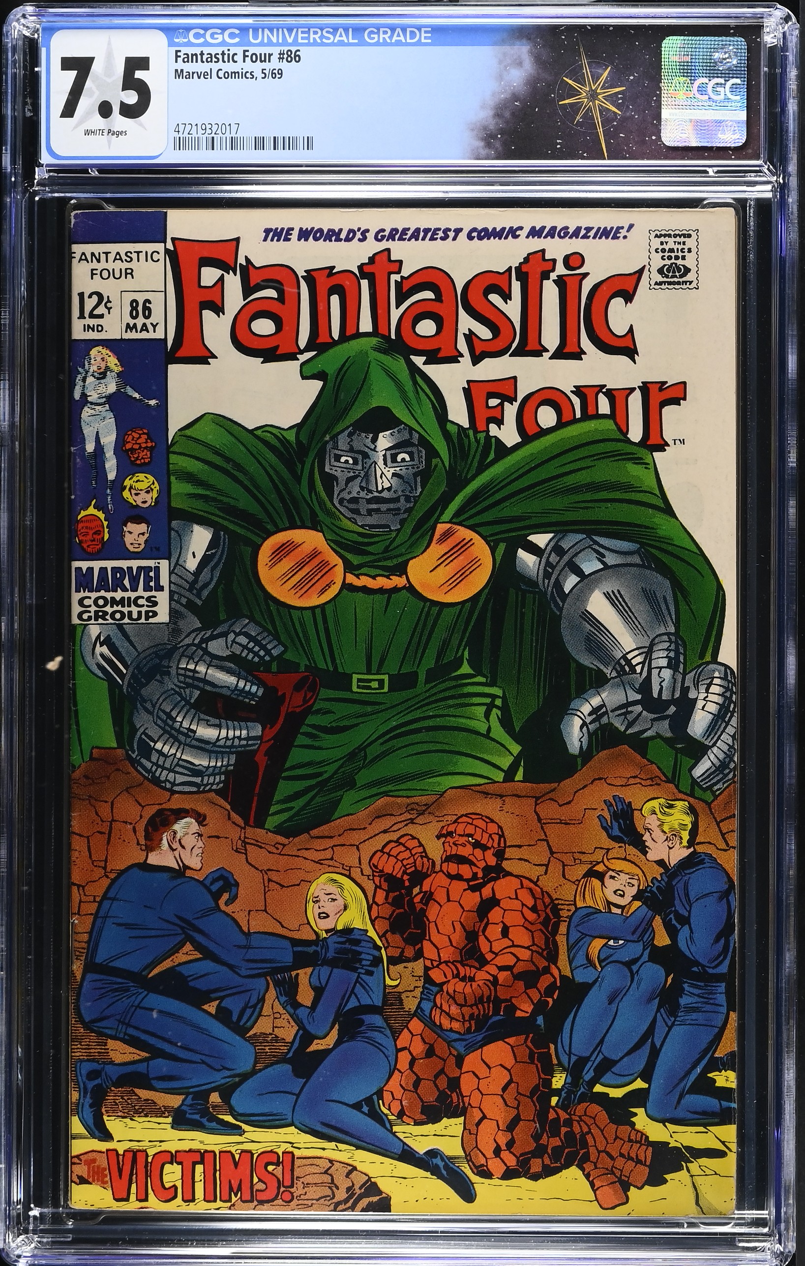 Fantastic Four #86 CGC 7.5 Doom Cover by by Jack Kirby and Joe Sinnott (Marvel Comics, 1969) Off-White to White Pages