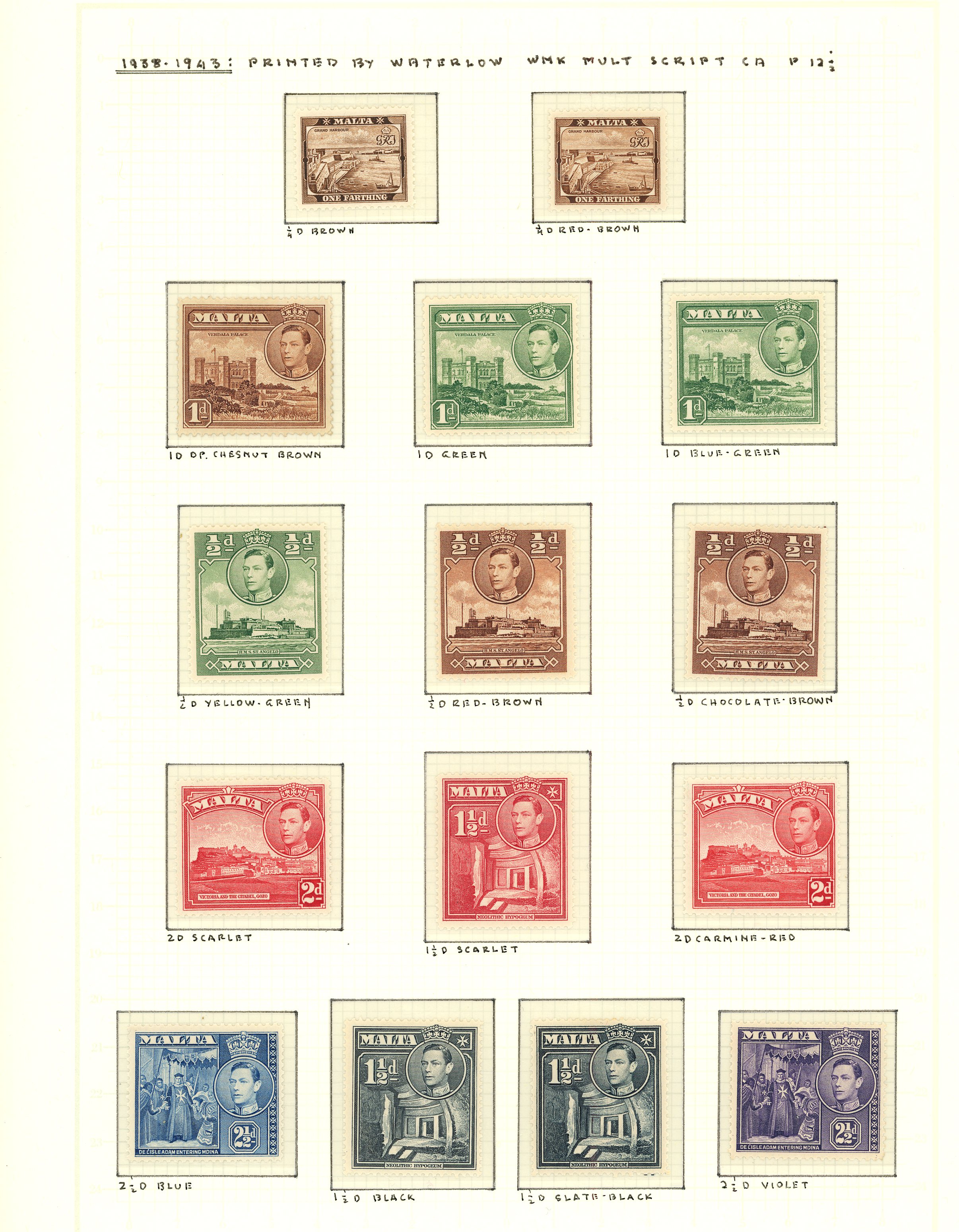 Malta 1938-56 mint collection (118) on leaves