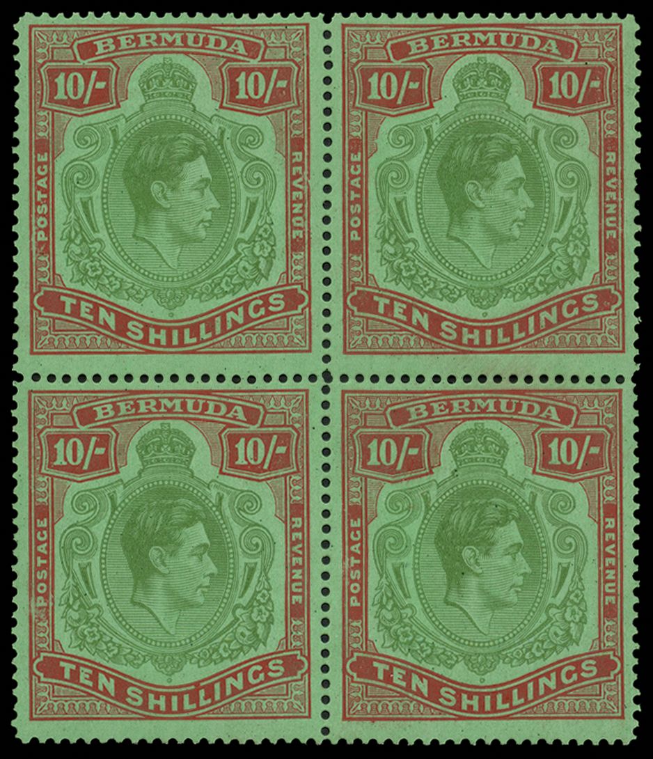 1942 10s, perf 14½ line, ordinary paper,...