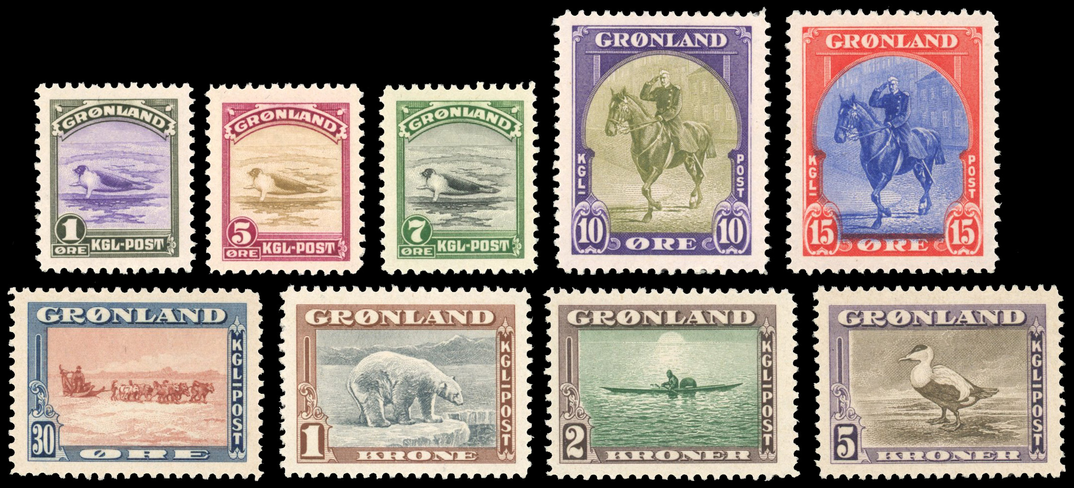 Greenland 1945 Local views set of nine unmounted o.g.