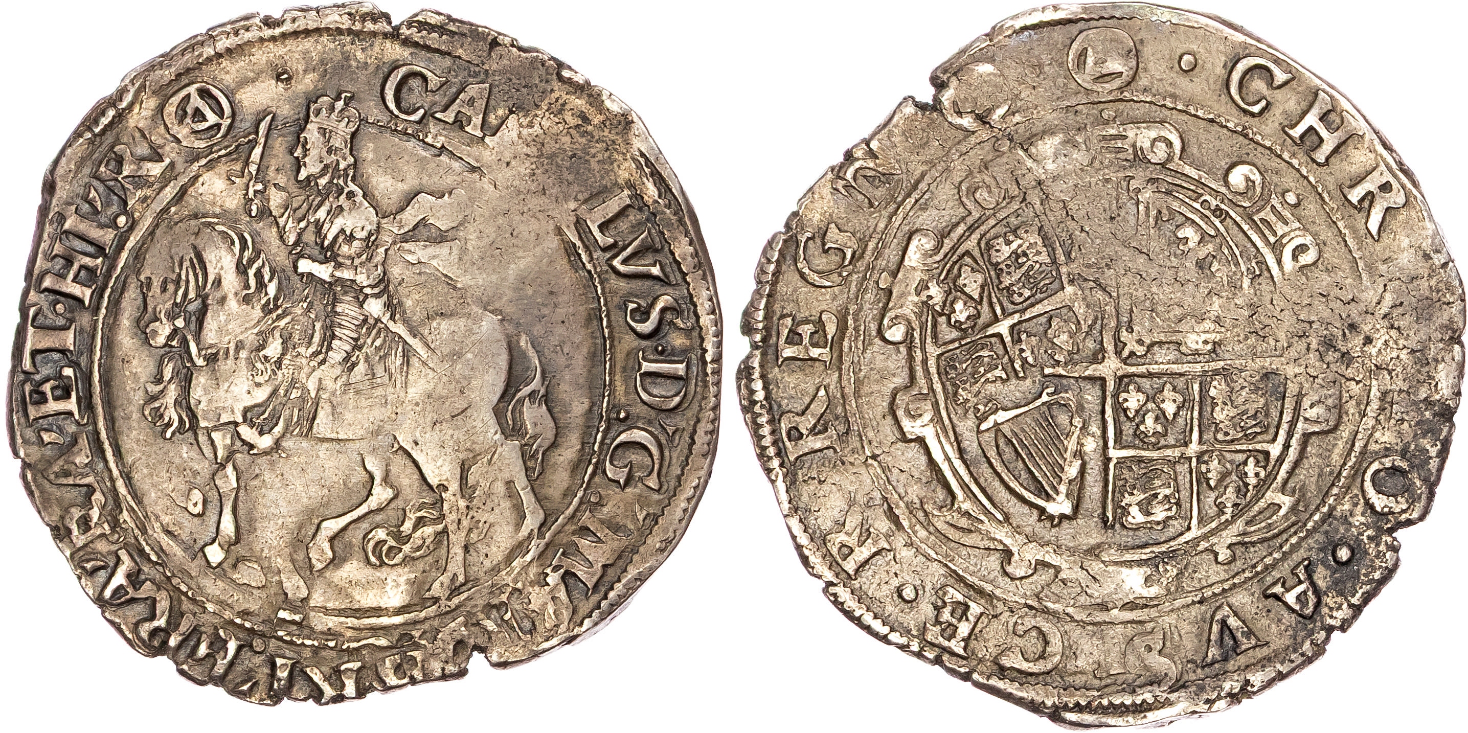 Charles I (1625-1649), AR Halfcrown, Group III, type 3a2, Tower mint (under King), mm. triangle-in-circle (1641-3).