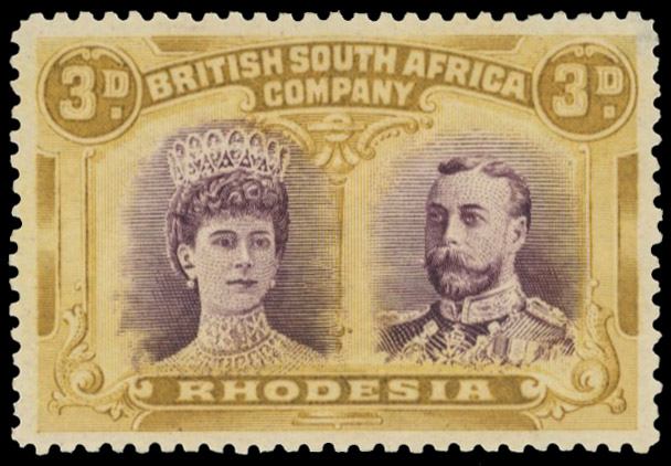 3d dull purple and ochre SG 134, position 2 gash in ear mint