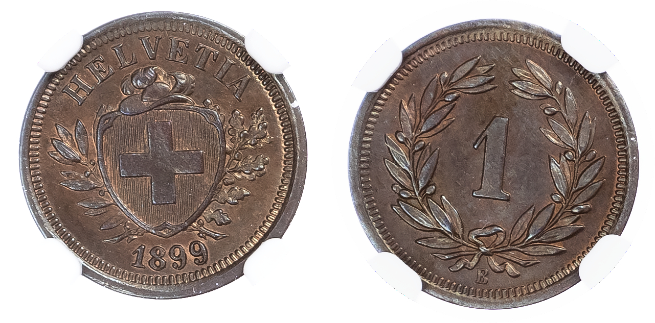 Switzerland. Federal State CU 1 Rappen. 1899B.