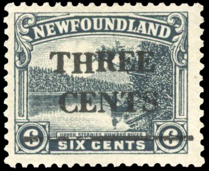 Newfoundland 1929 3c on 6c surcharge in black