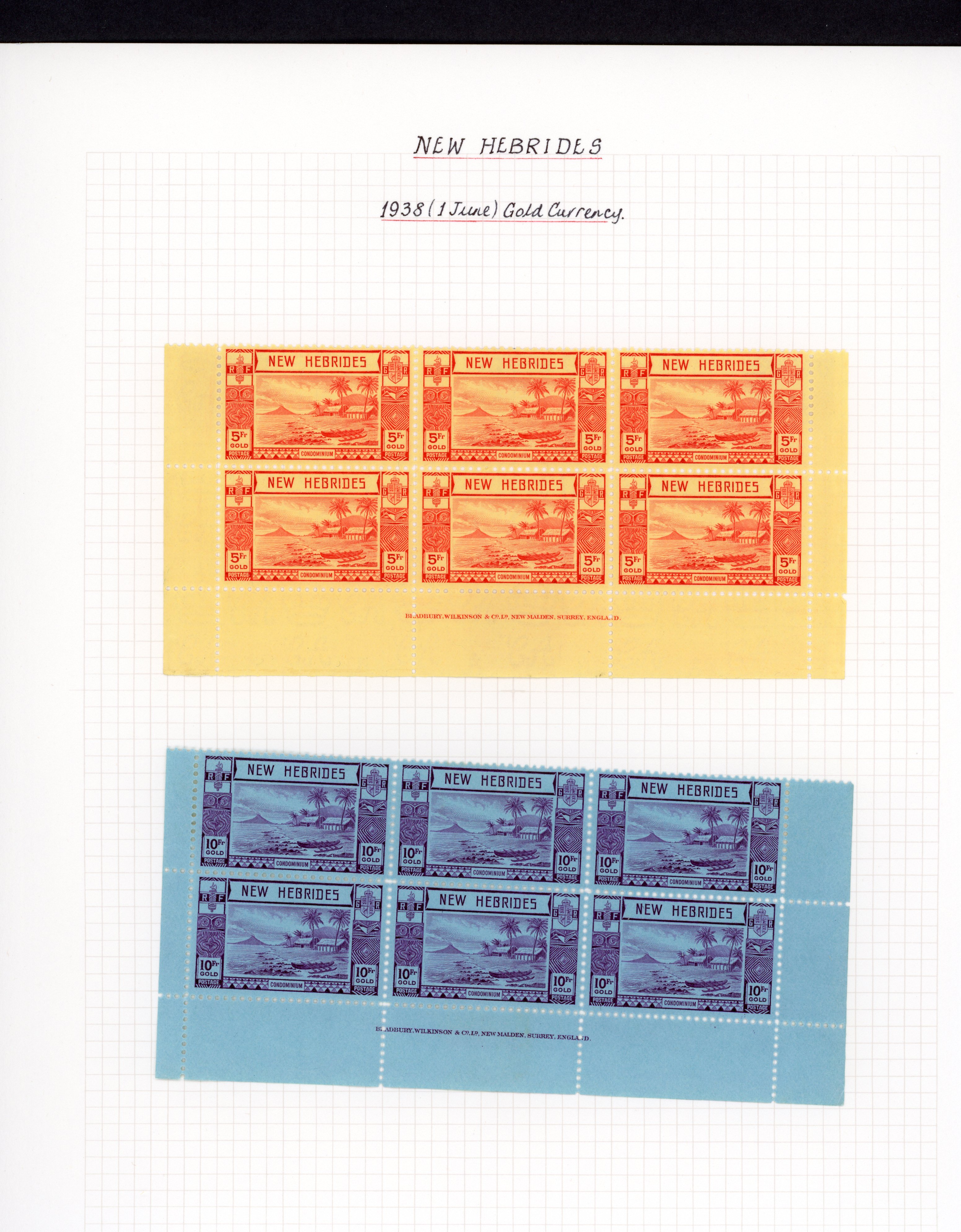 New Hebrides SG 52-63 blocks mint