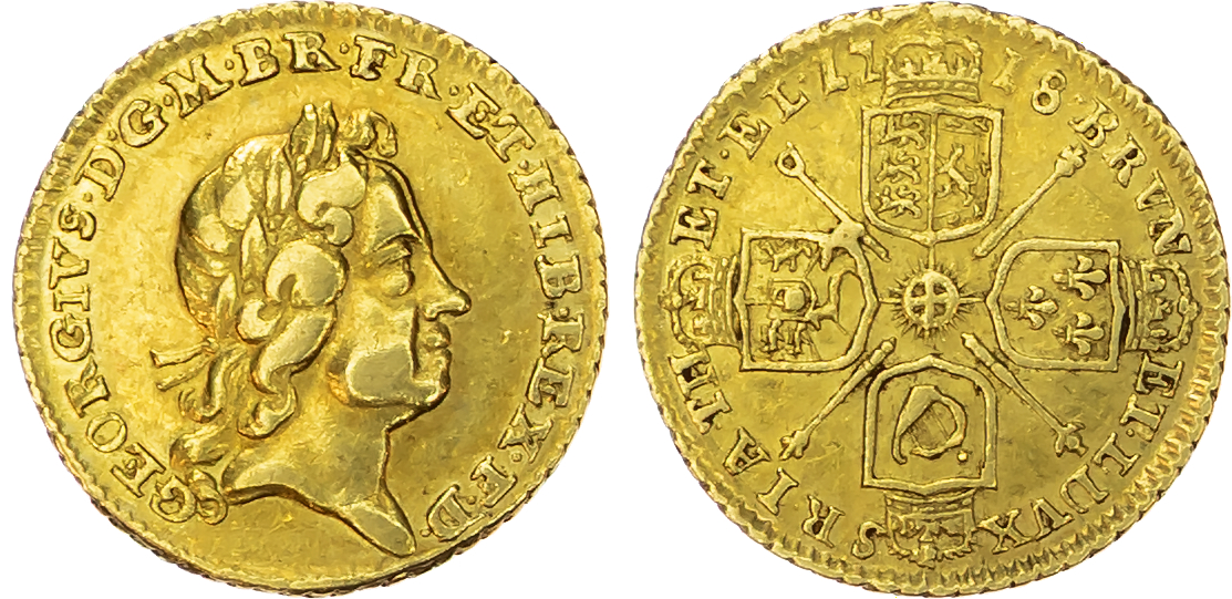 George I (1714-1727), Quarter Guinea, 1718.