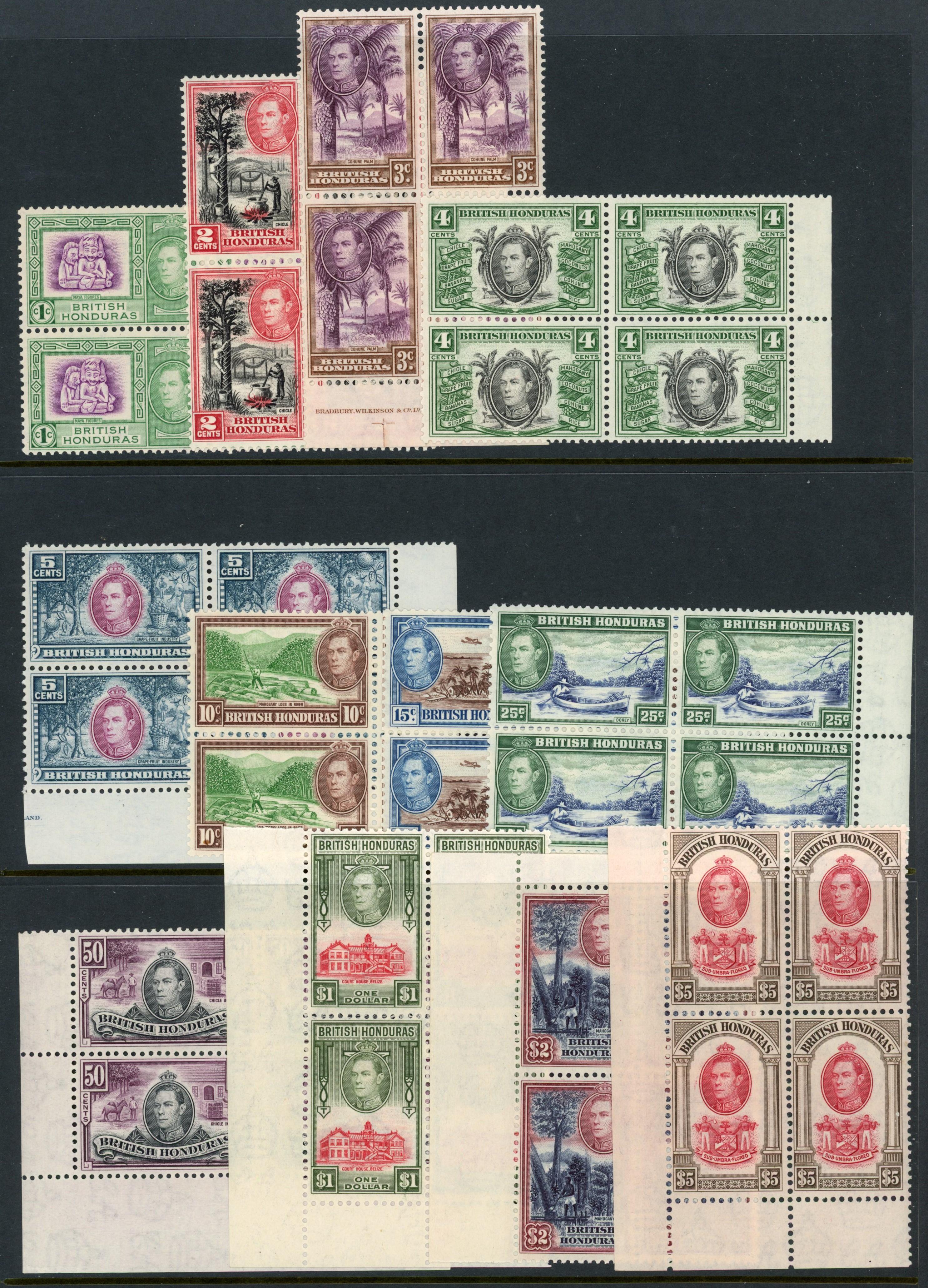 British Honduras SG 150-161 blocks mint