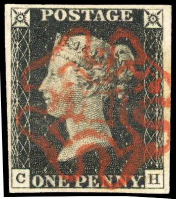 1840 1d black, plate 1B (CH), good to large margins, cancelled