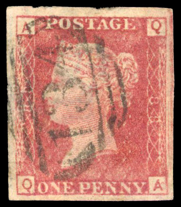 1864 1d Rose-red Pl.88 (repaired state II, QA). Very fine used imperforate
