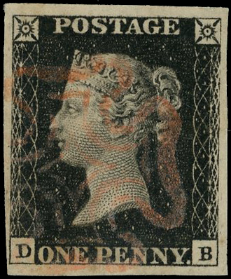 1840 1d black, plate 6 (DB), close to huge margins, cancelled
