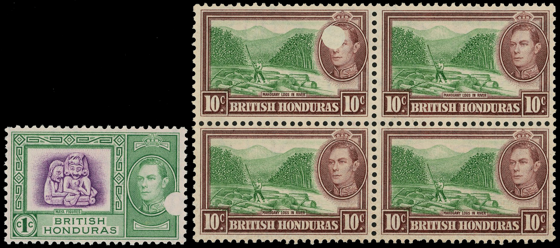 British Honduras SG 150. 155 confetti flaws mint