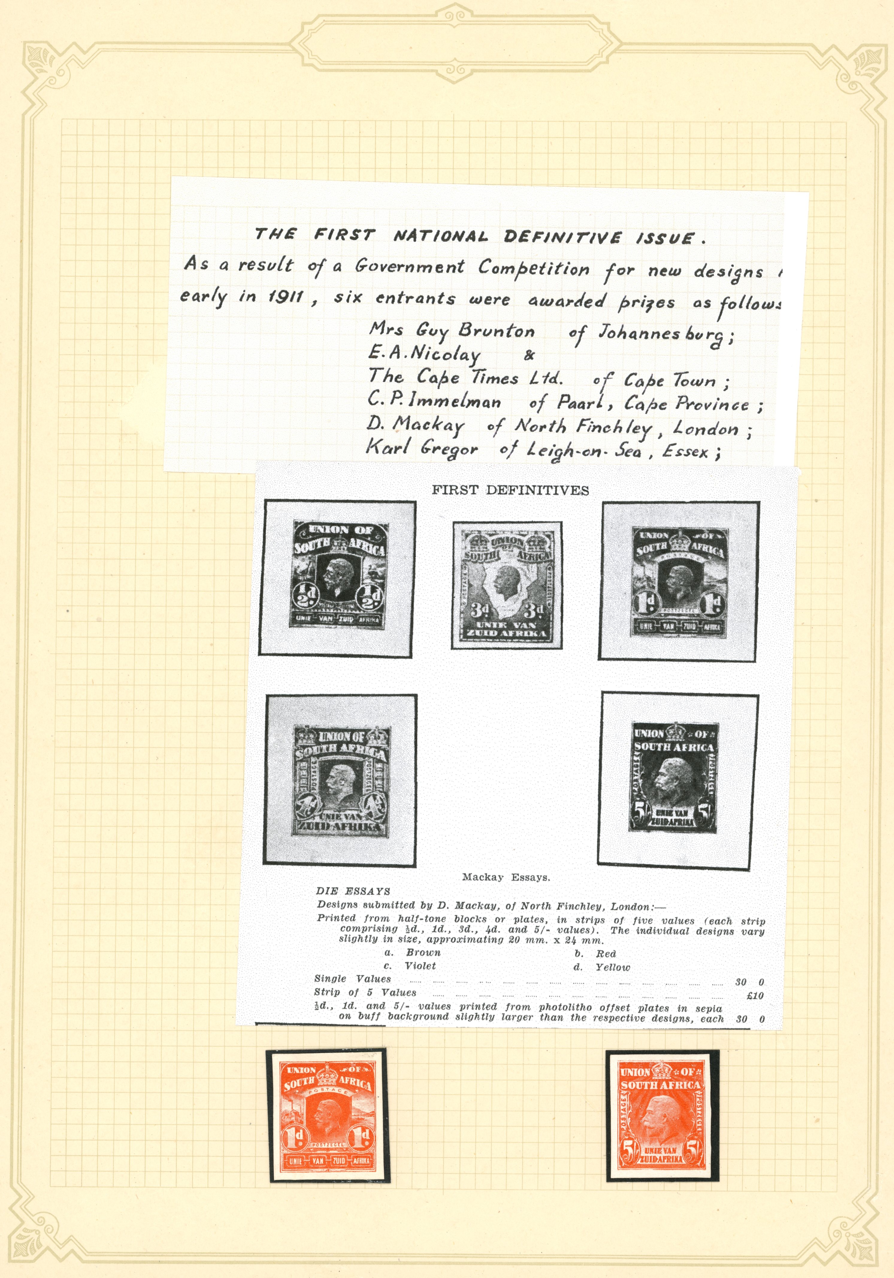 1911 Mackay Half Tone Essays 1d and 5s...
