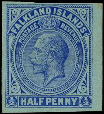 1912 ½d paper trial in blue on...